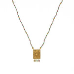 Collier cordon pierres plaque astres et pampilles - GRENAT -