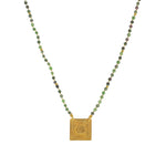 Collier cordon doré pierres et plaque soleil - RUBIS ZOISITE
