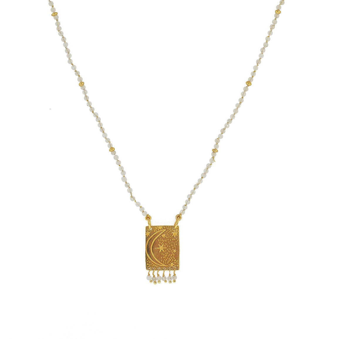 Collier cordon pierres plaque astres et pampilles - QUARTZ