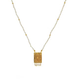 Collier cordon pierres plaque astres et pampilles - QUARTZ