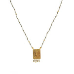 Collier cordon pierres plaque astres et pampilles - PYRITE