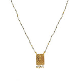 Collier cordon pierres plaque astres et pampilles - PYRITE