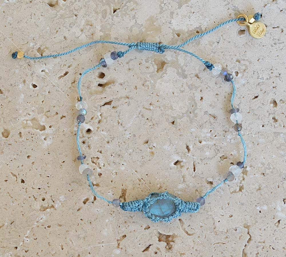 Bracelet tressére et pierres - BRACELET BLEU