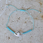 Bracelet tressé et oeil martelé argent 925 - TURQUOISE