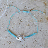 Bracelet tressé et oeil martelé argent 925 - TURQUOISE