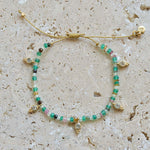 Bracelet cordon avec pierres et pampilles en pierre
