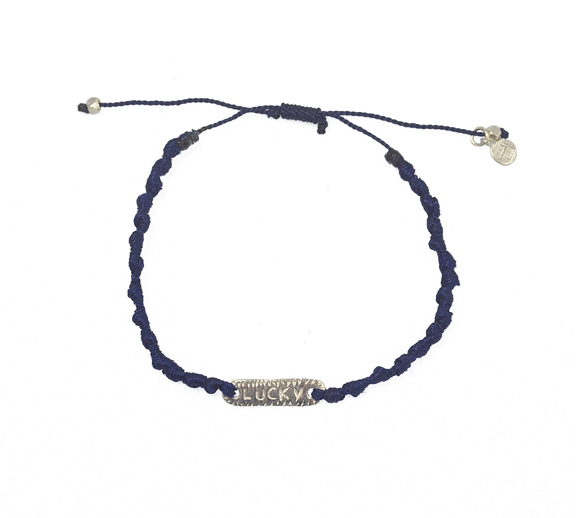 Bracelet cordon et plaque Love / Lucky argent 925