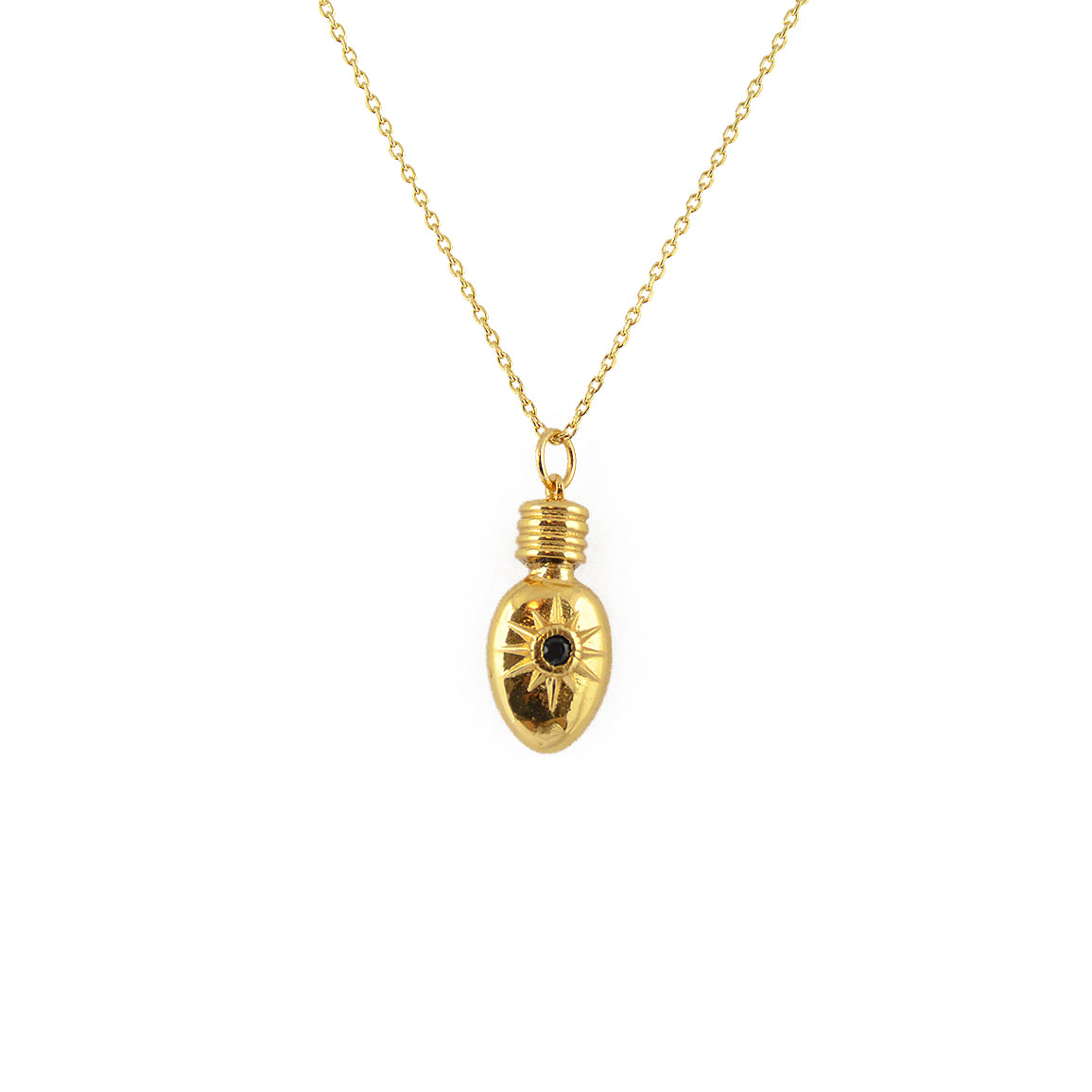 Collier doré pendentif flasque porte bonheur - ONYX NOIRE