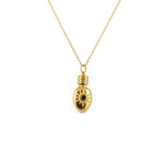 Collier doré pendentif flasque porte bonheur - ONYX NOIRE