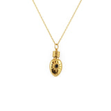 Collier doré pendentif flasque porte bonheur - ONYX NOIRE