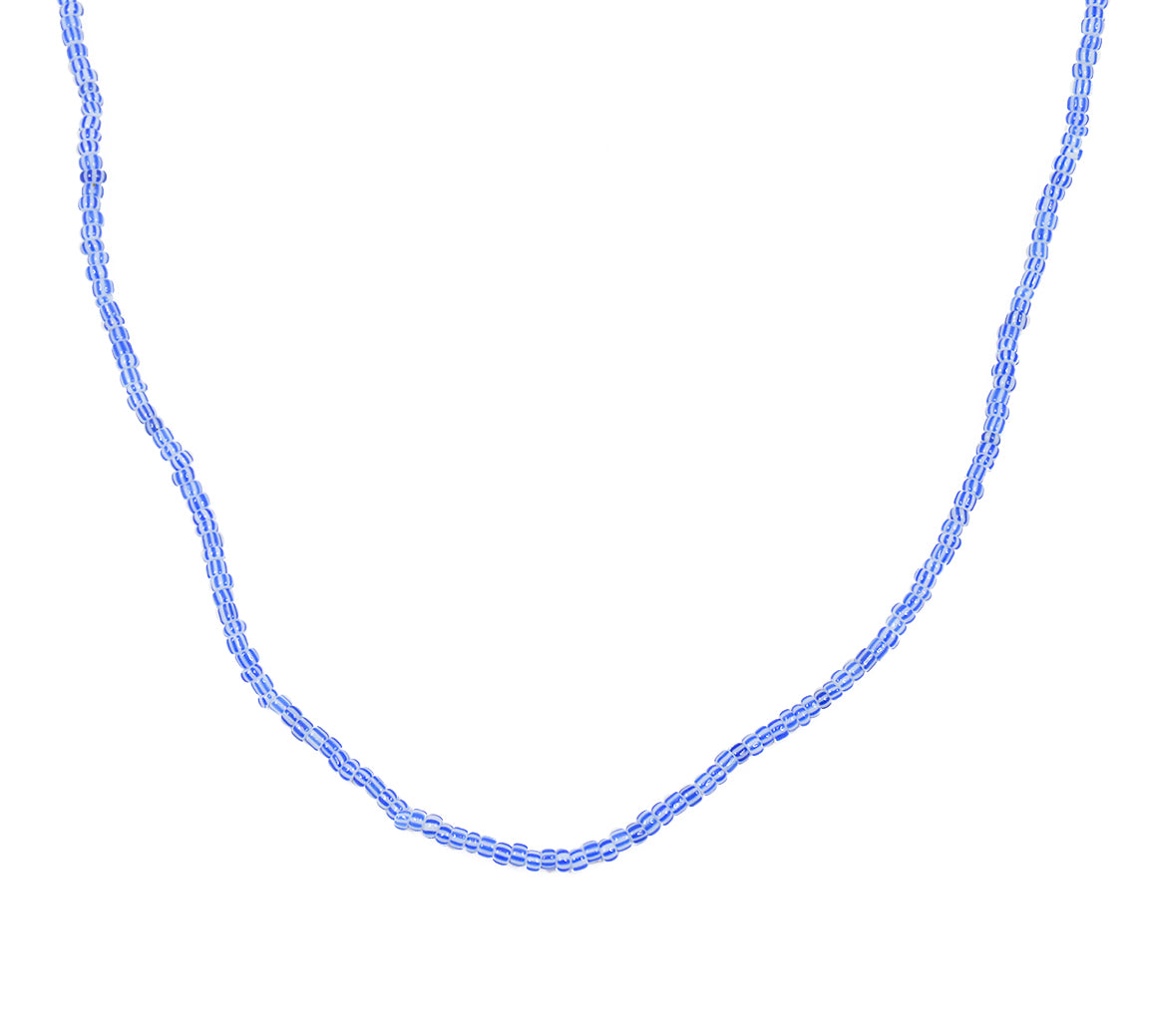 Collier perles miyuki bleues et blanches - 38CM