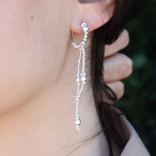 Mini créoles argent 925 et perles pendantes