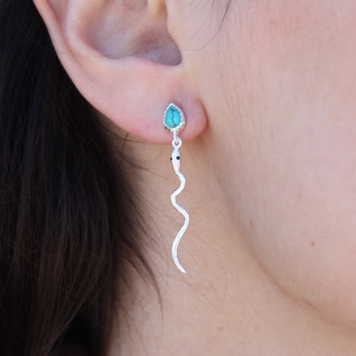 Boucles argent 925 serpent et turquoise