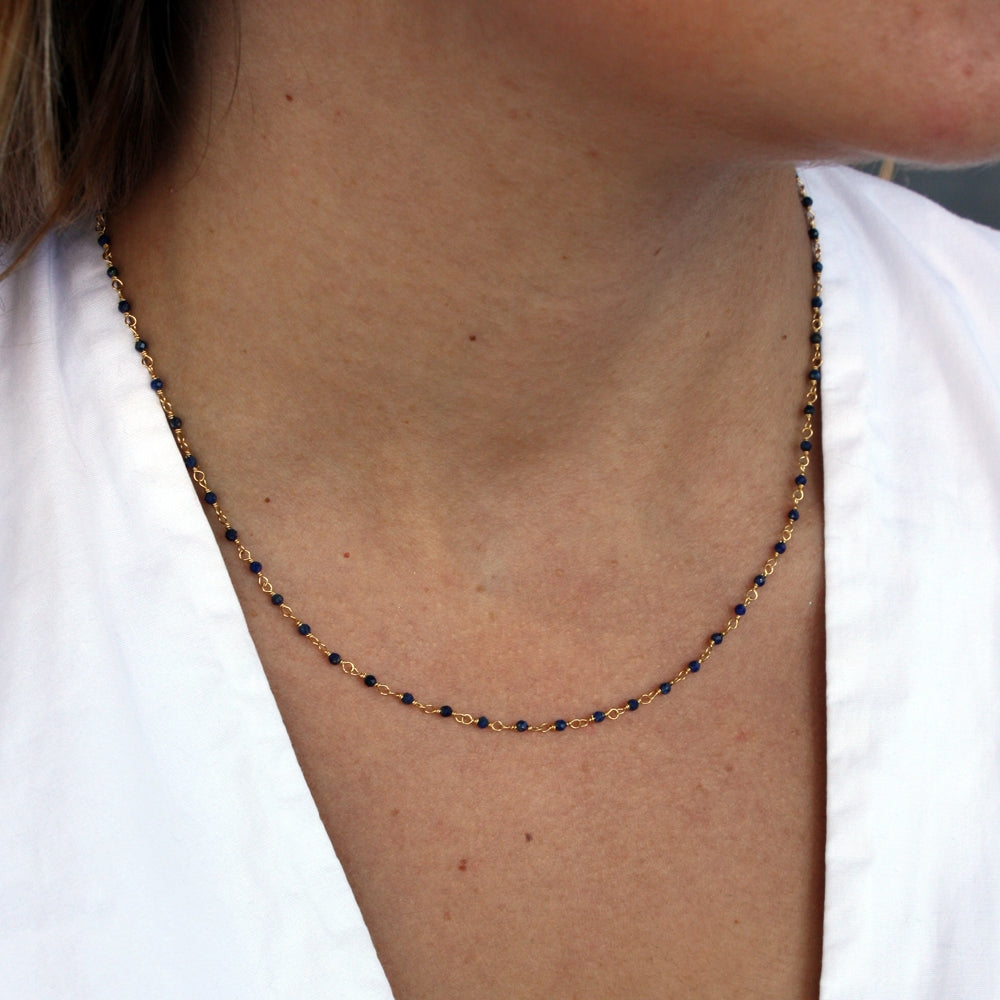 Collier doré Santa Maria en Lapis Lazuli