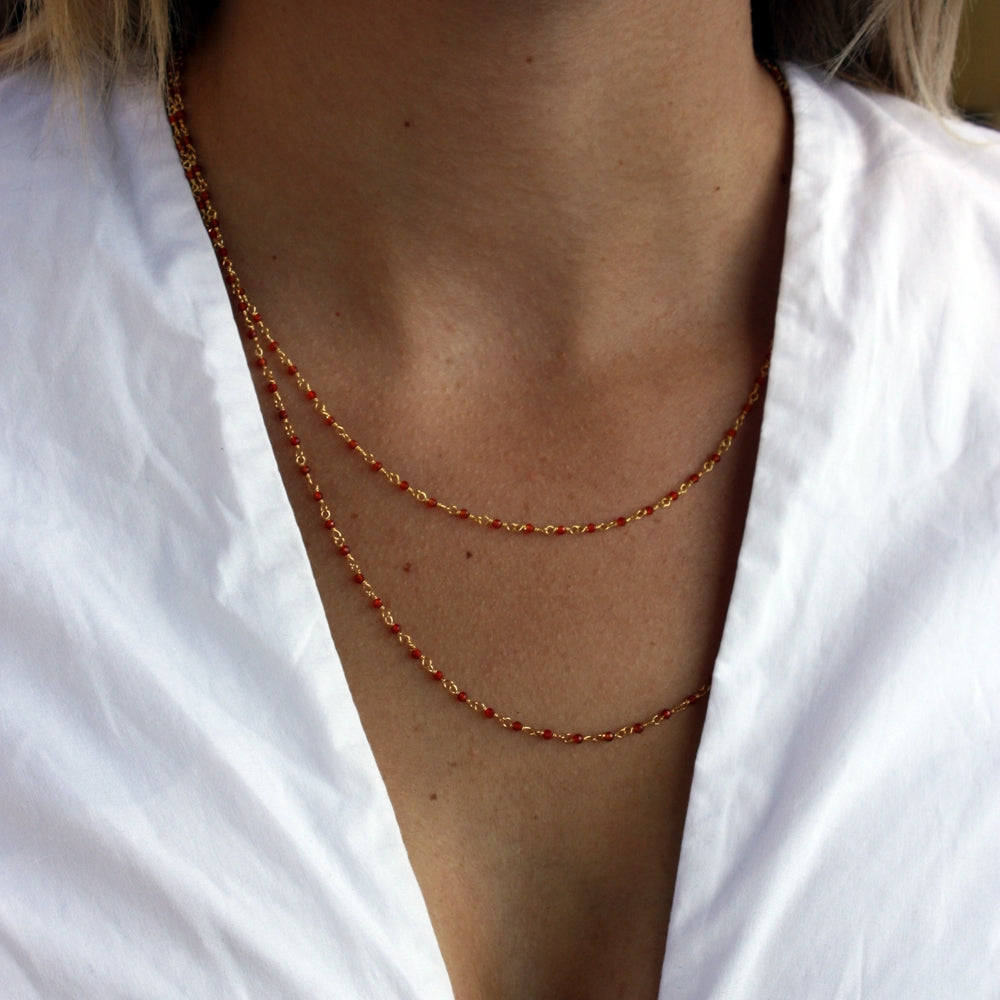 Collier doré Santa Maria en Onyx Rouge