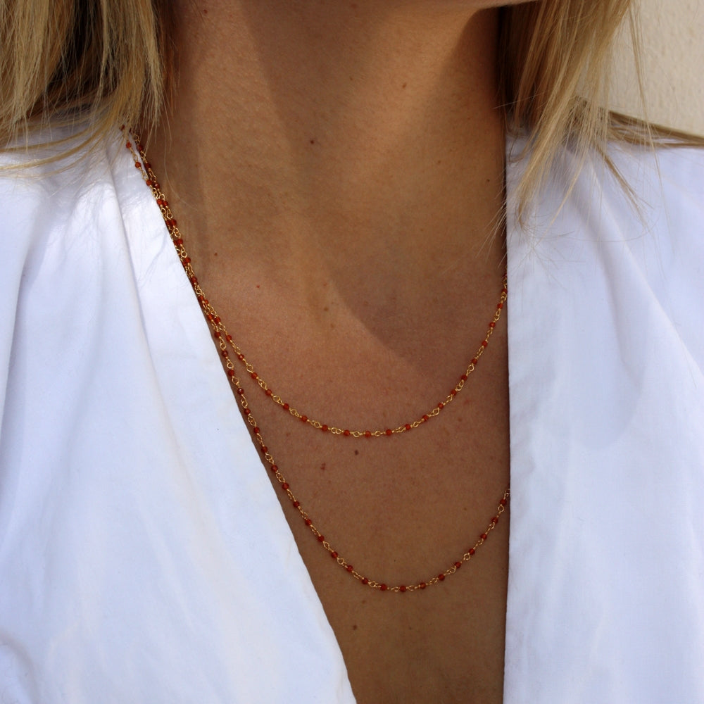 Collier doré Santa Maria en Onyx Rouge