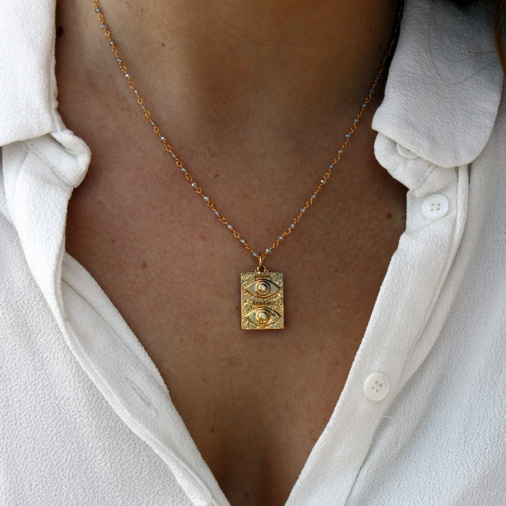 Collier doré Santa Maria en labradorite