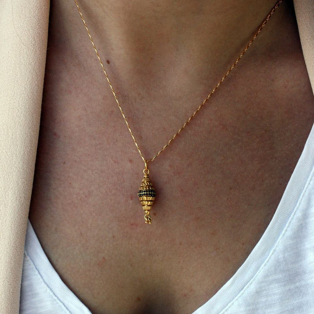 Collier doré talisman zircons - ZIRCON NOIR