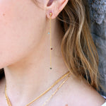 Boucles dorées chaine et pierres - GRENAT - APATITE - PYRITE