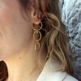 Boucles dorées anneaux et pierre - GRENAT