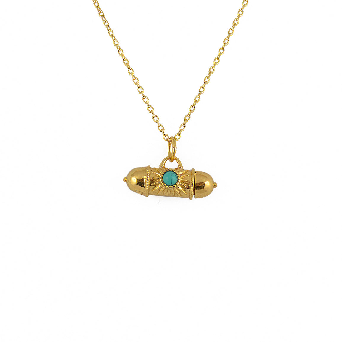 Collier doré talisman oeil soleil et pierre - TURQUOISE