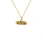Collier doré talisman oeil soleil et pierre - TURQUOISE