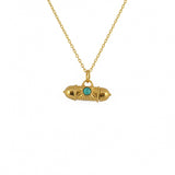 Collier doré talisman oeil soleil et pierre - TURQUOISE