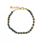 Bracelet pierres naturelles et disques dorés - OBSIDIENNE