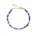 Bracelet pierres naturelles et disques dorés - MIX BLEU