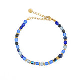 Bracelet pierres naturelles et disques dorés - MIX BLEU