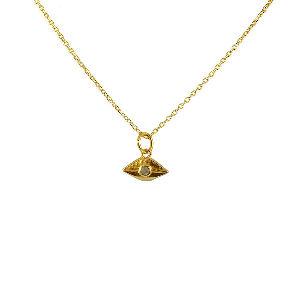 Collier doré médaille oeil et pierre - LABRADORITE