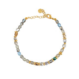 Bracelet pierres naturelles et disques dorés - MIX ROCAILLE