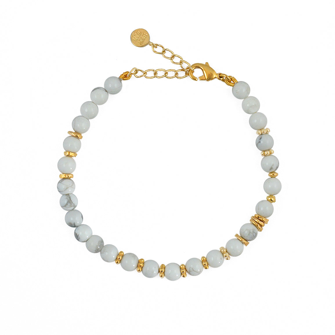 Bracelet pierres naturelles et disques dorés - HOWLITE