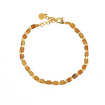Bracelet perles dorées et pierres facettées - CORNE ORANGE