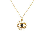 Collier doré oeil cils et pierre - ONYX NOIRE