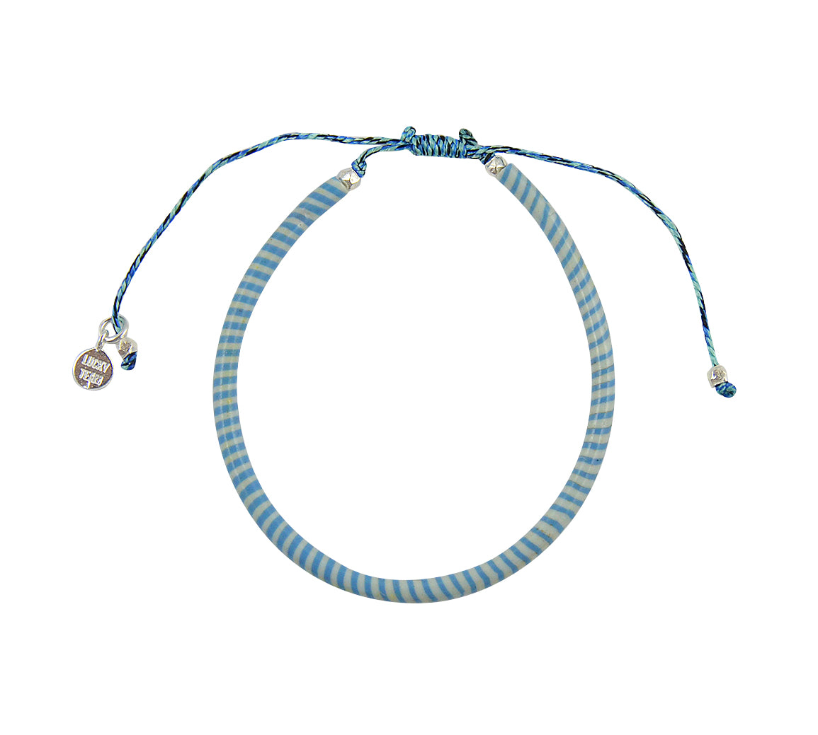 Bracelet mali sur cordon - BLEU & BLANC