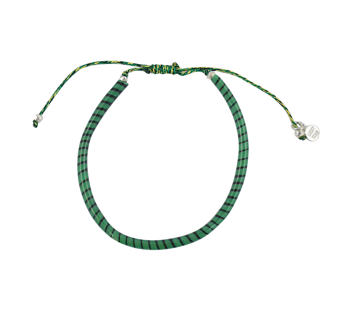 Bracelet mali sur cordon - VERT & NOIR