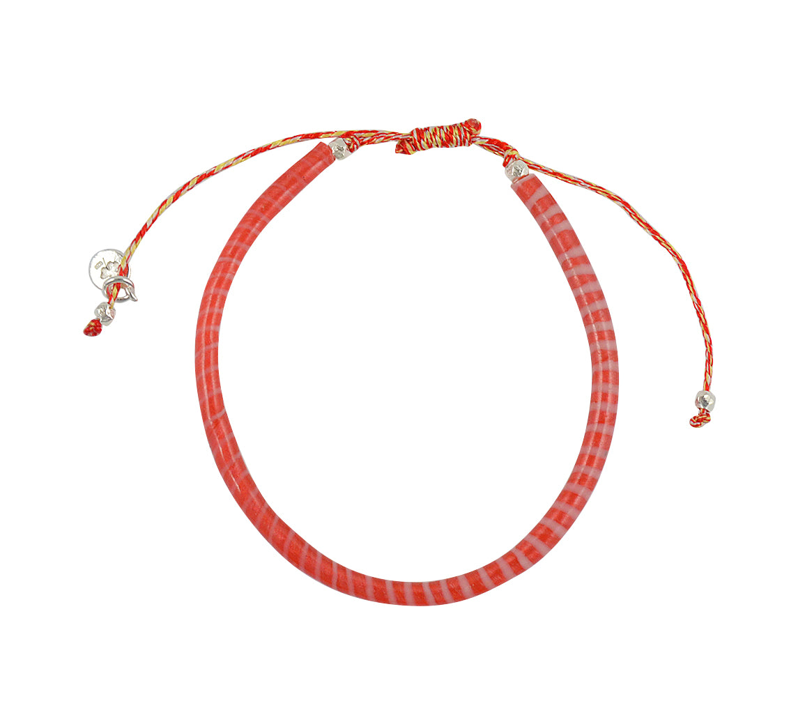 Bracelet mali sur cordon - ROUGE & BLANC