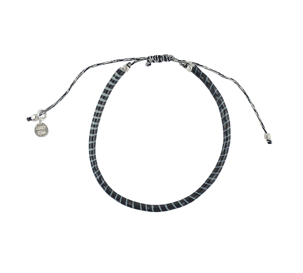 Bracelet mali sur cordon - NOIR & BLANC