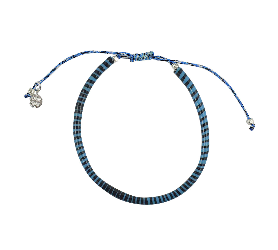 Bracelet mali sur cordon - BLEU MARINE & NOIR