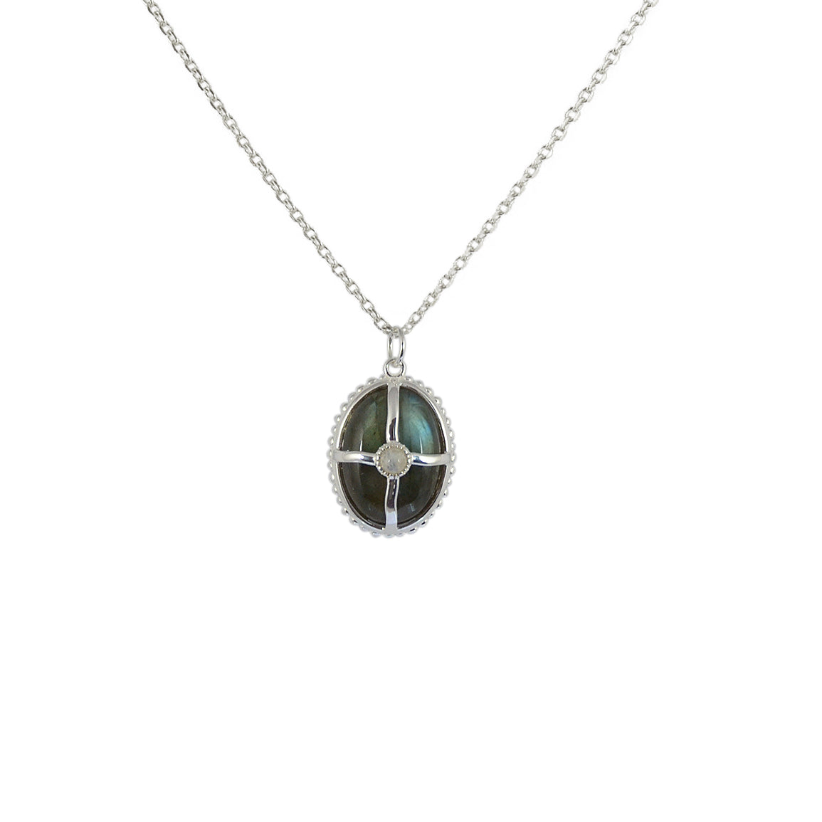 Luckyteam bijoux femme argent 925 collier cabochon labradorite