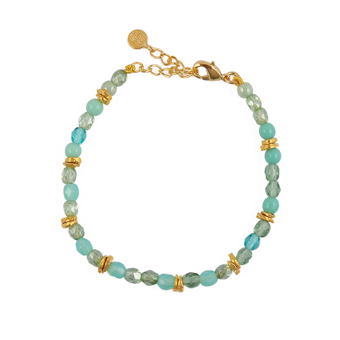 Bracelet doré et perles naturelles mix - MIX VERT D’EAU