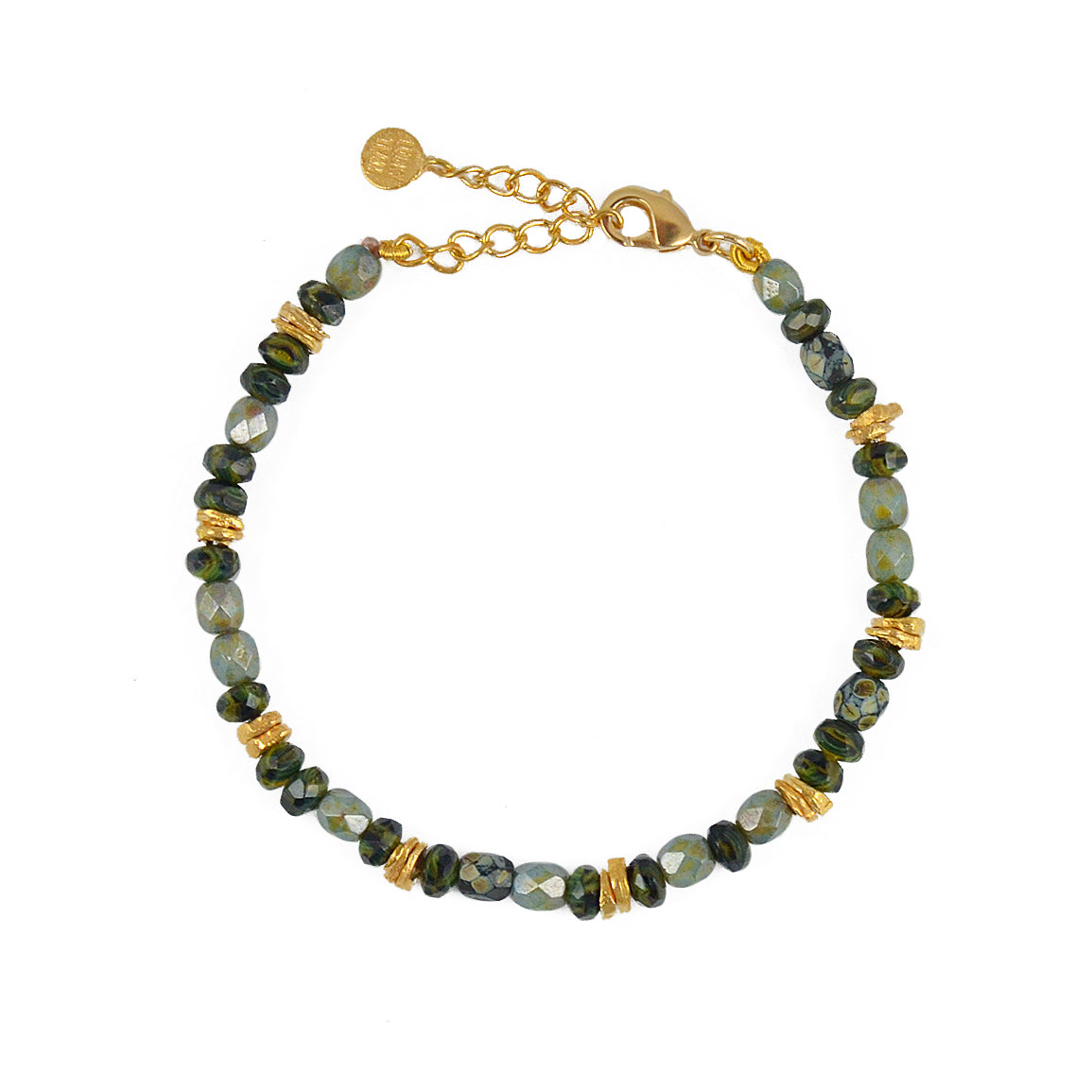 Bracelet doré et perles naturelles mix - MIX VERT & NOIR