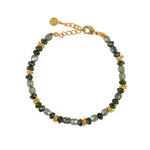 Bracelet doré et perles naturelles mix - MIX VERT & NOIR
