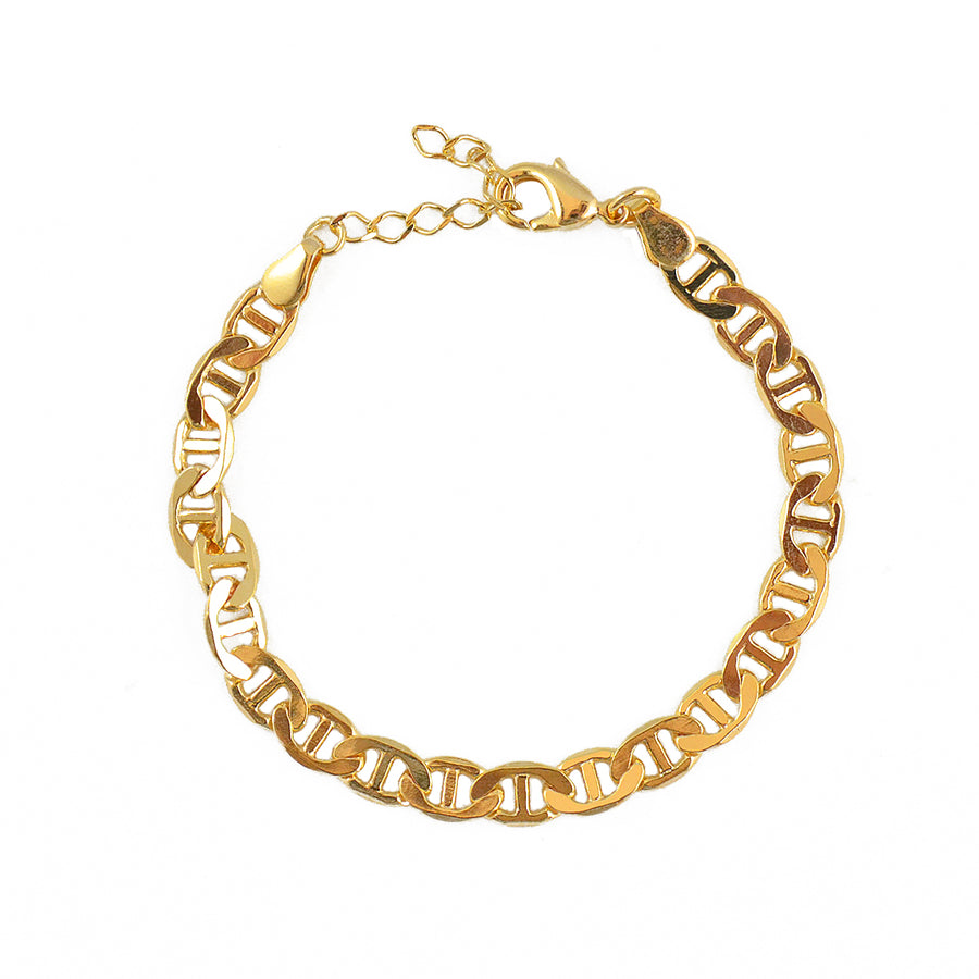 Bracelet doré maille marine plate XL