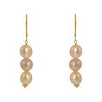 Boucles dorées 3 perles de culture - Boucles d’oreilles