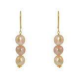 Boucles dorées 3 perles de culture - Boucles d’oreilles