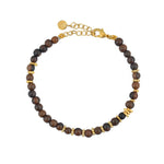 Bracelet pierres naturelles et disques dorés - BOIS