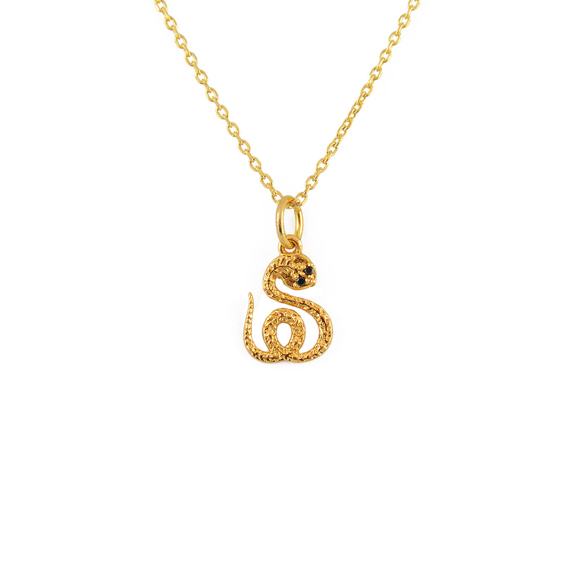 Collier doré serpent enroulé et zircons - ZIRCONS NOIRS