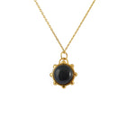 Collier dorée sphere deux pierres